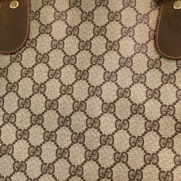 Authentic Gucci Tote Bag Sherry Line Brown PVC with Leather trim and handles - Picture 6 of 16